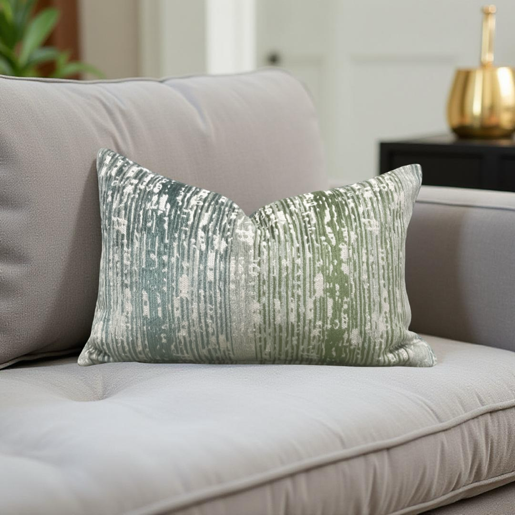 Designer Fabric Damirchik Verde Clark 12x18" Knife Edge Lumbar Pillow