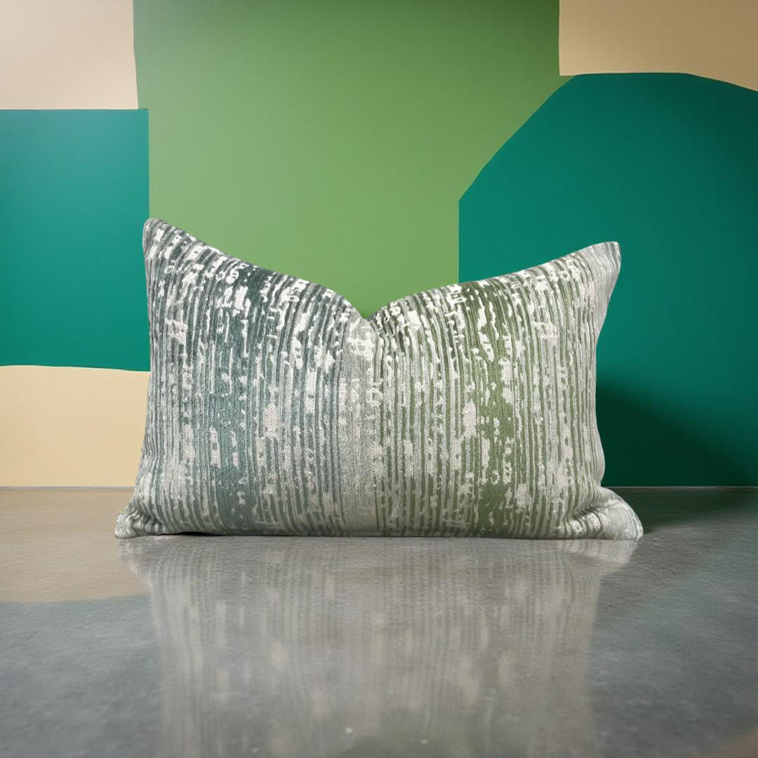 Designer Fabric Damirchik Verde Clark 12x18" Knife Edge Lumbar Pillow