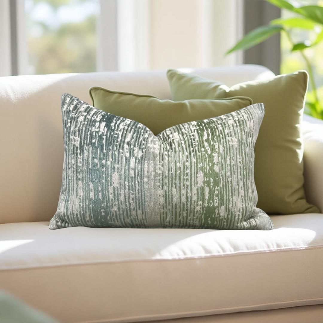 Designer Fabric Damirchik Verde Clark 12x18" Knife Edge Lumbar Pillow