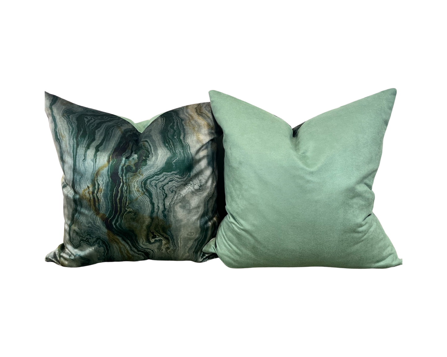 Green Velvet Abstract 20X20" Knife Edge Decorative Pillow