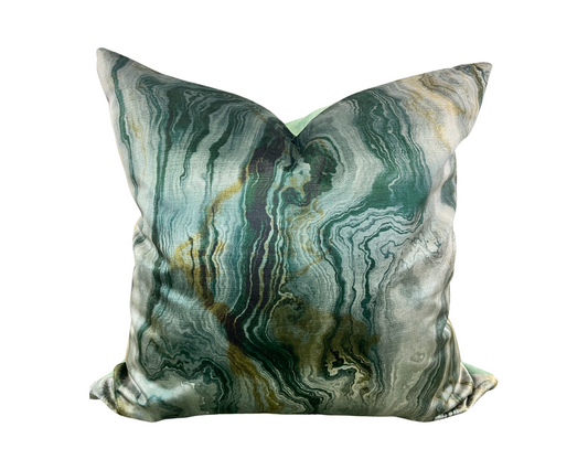 Green Velvet Abstract 20X20" Knife Edge Decorative Pillow