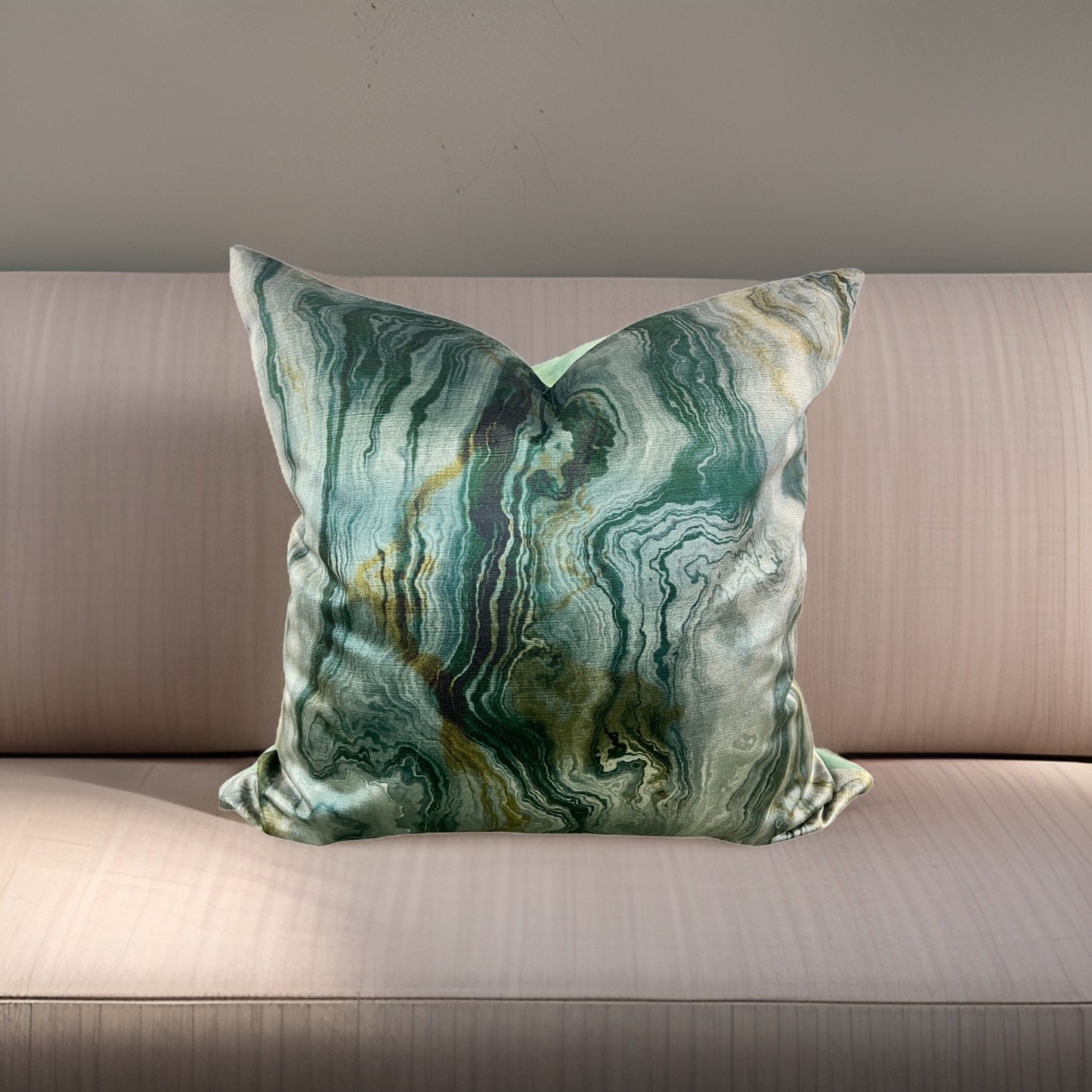Green Velvet Abstract 20X20" Knife Edge Decorative Pillow