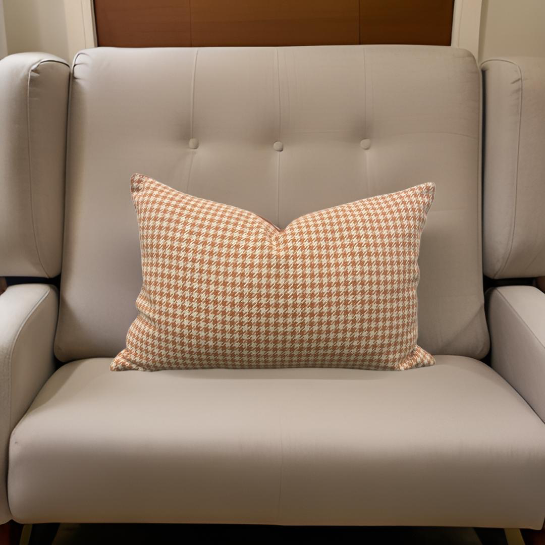 Paprika Small Houndstooth 12X18" Knife Edge Decorative Lumbar Pillow