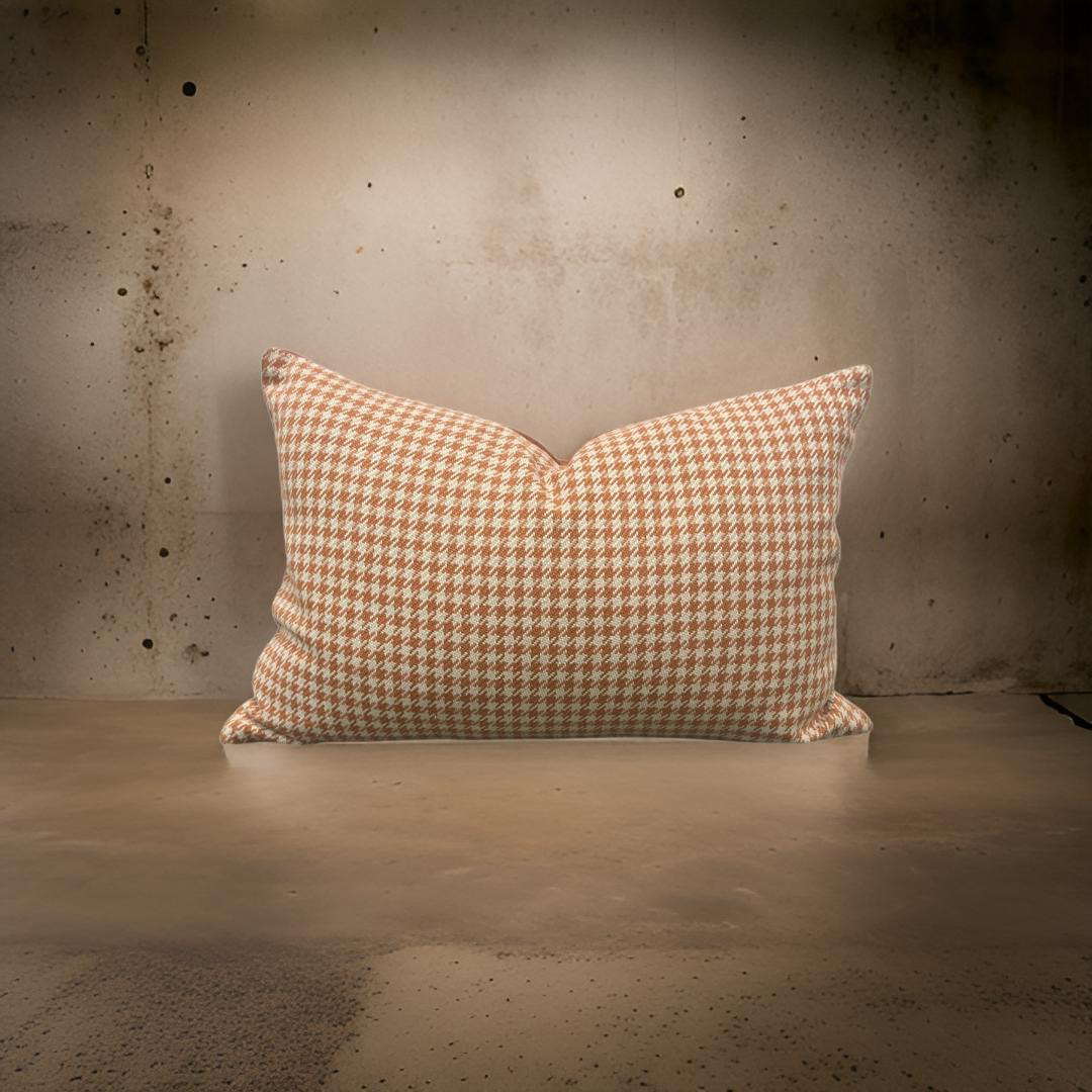 Paprika Small Houndstooth 12X18" Knife Edge Decorative Lumbar Pillow