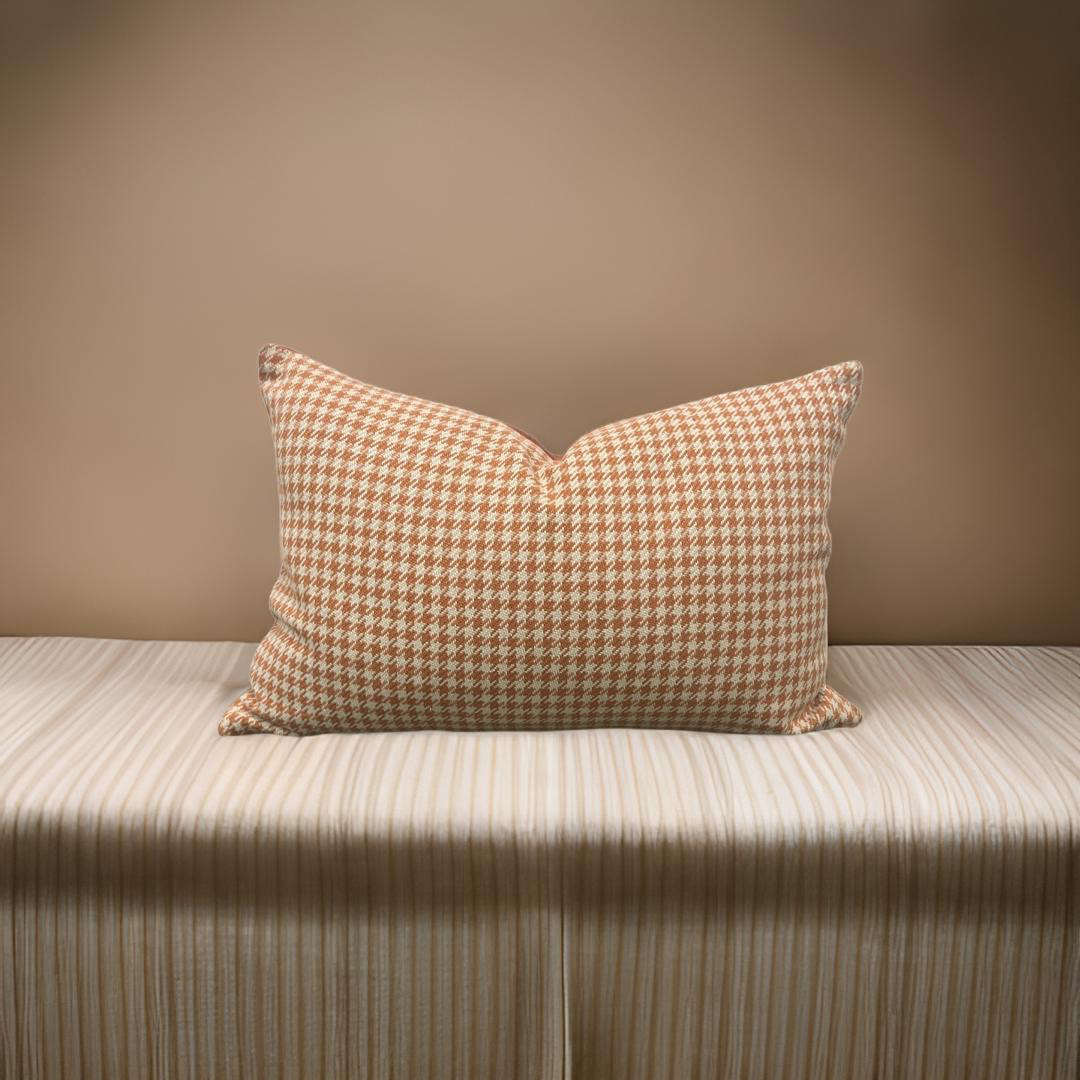 Paprika Small Houndstooth 12X18" Knife Edge Decorative Lumbar Pillow