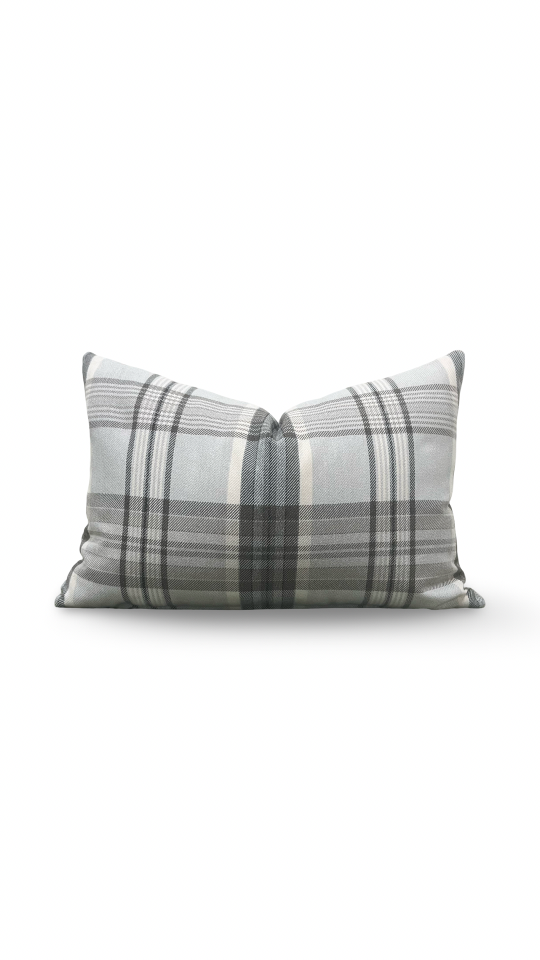 Lumbar Pillow - Gray and Taupe Plaid 12X18" Knife Edge Cover