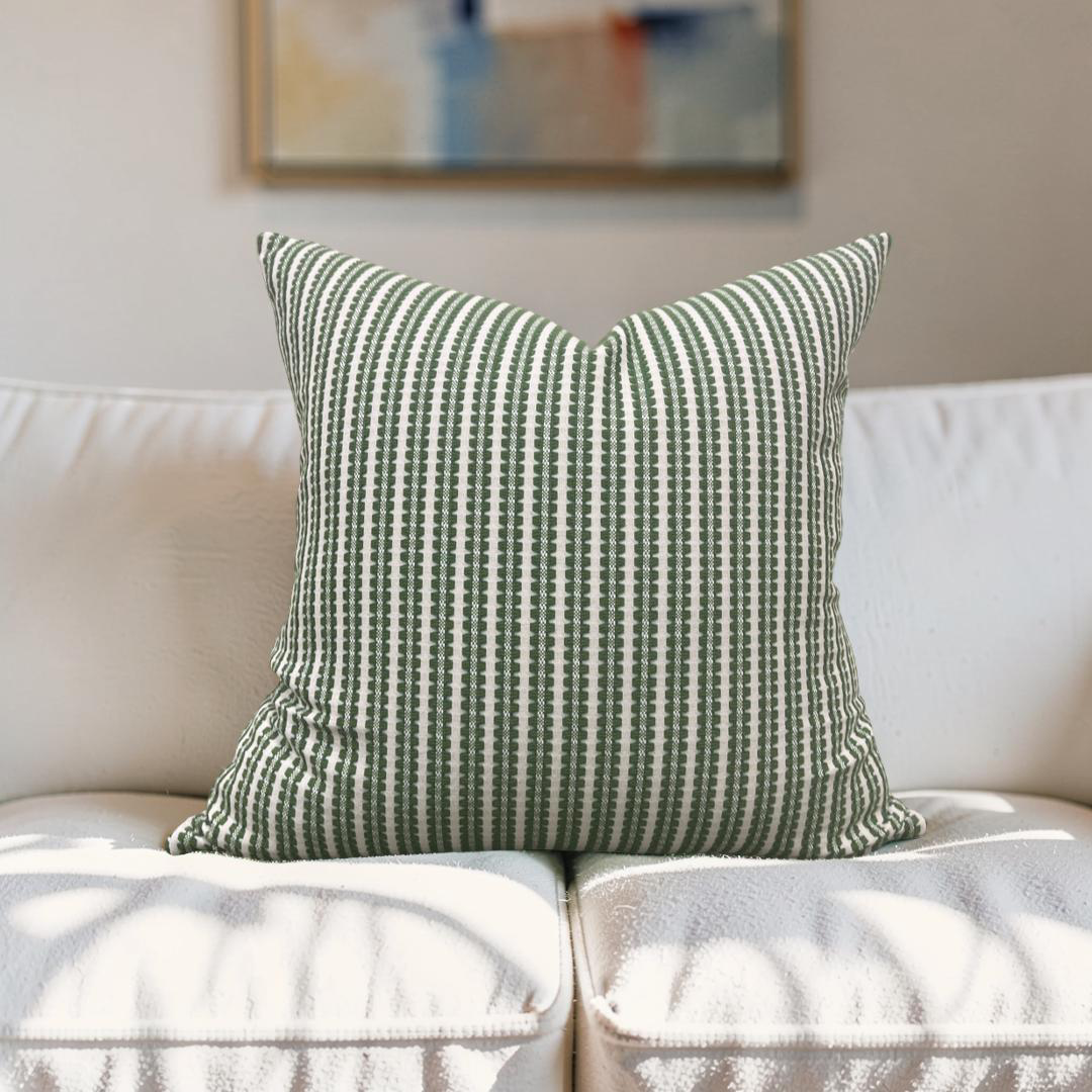Pepita Stripe Decorative Pillow Kelly First Light 22x22" Knife Edge Cover
