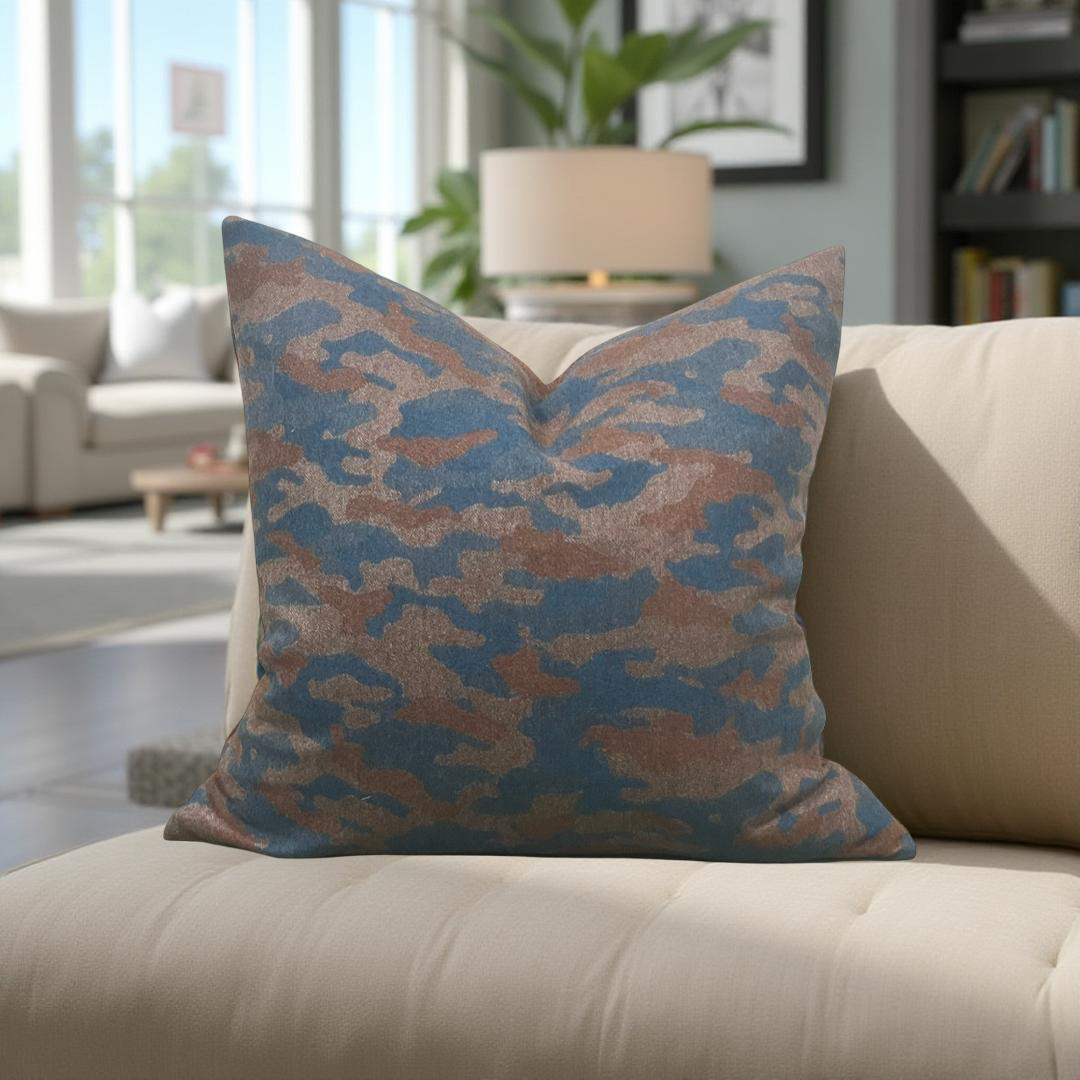 Cavendish Rust Teal 20x20" Knife Edge Decorative Throw Pillow