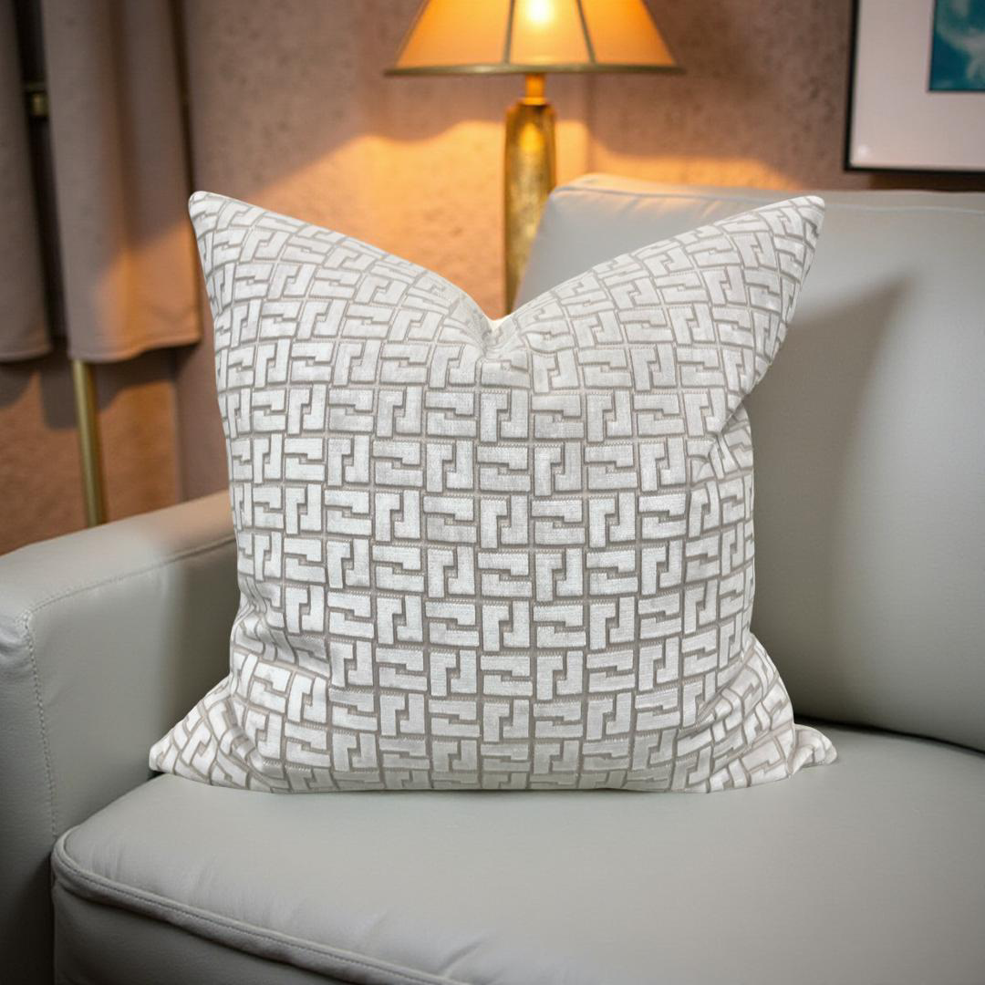 Interlock Whitewash 22x22" Knife Edge Decorative Throw Pillow
