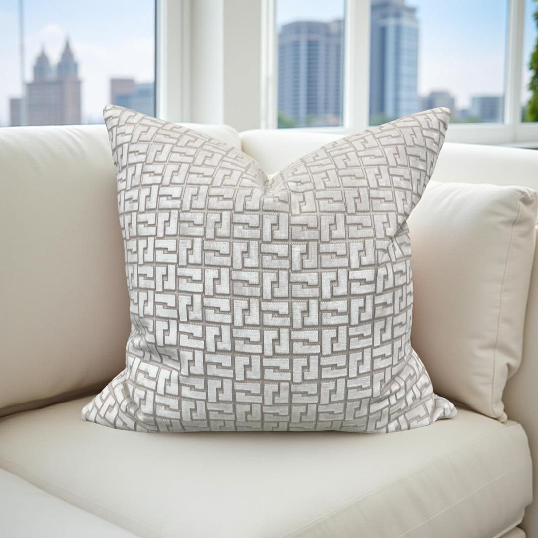 Interlock Whitewash 22x22" Knife Edge Decorative Throw Pillow