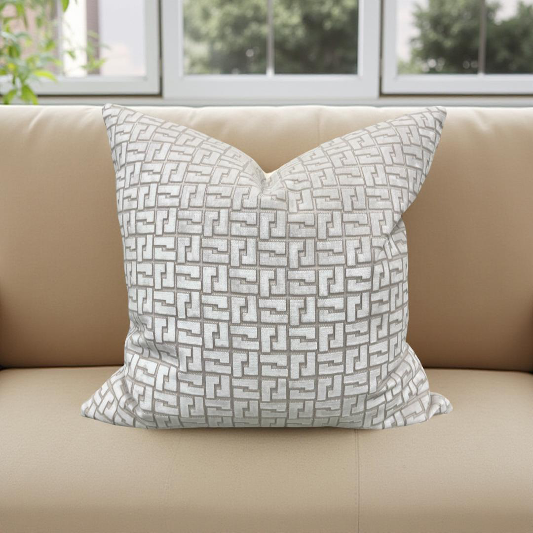 Interlock Whitewash 22x22" Knife Edge Decorative Throw Pillow