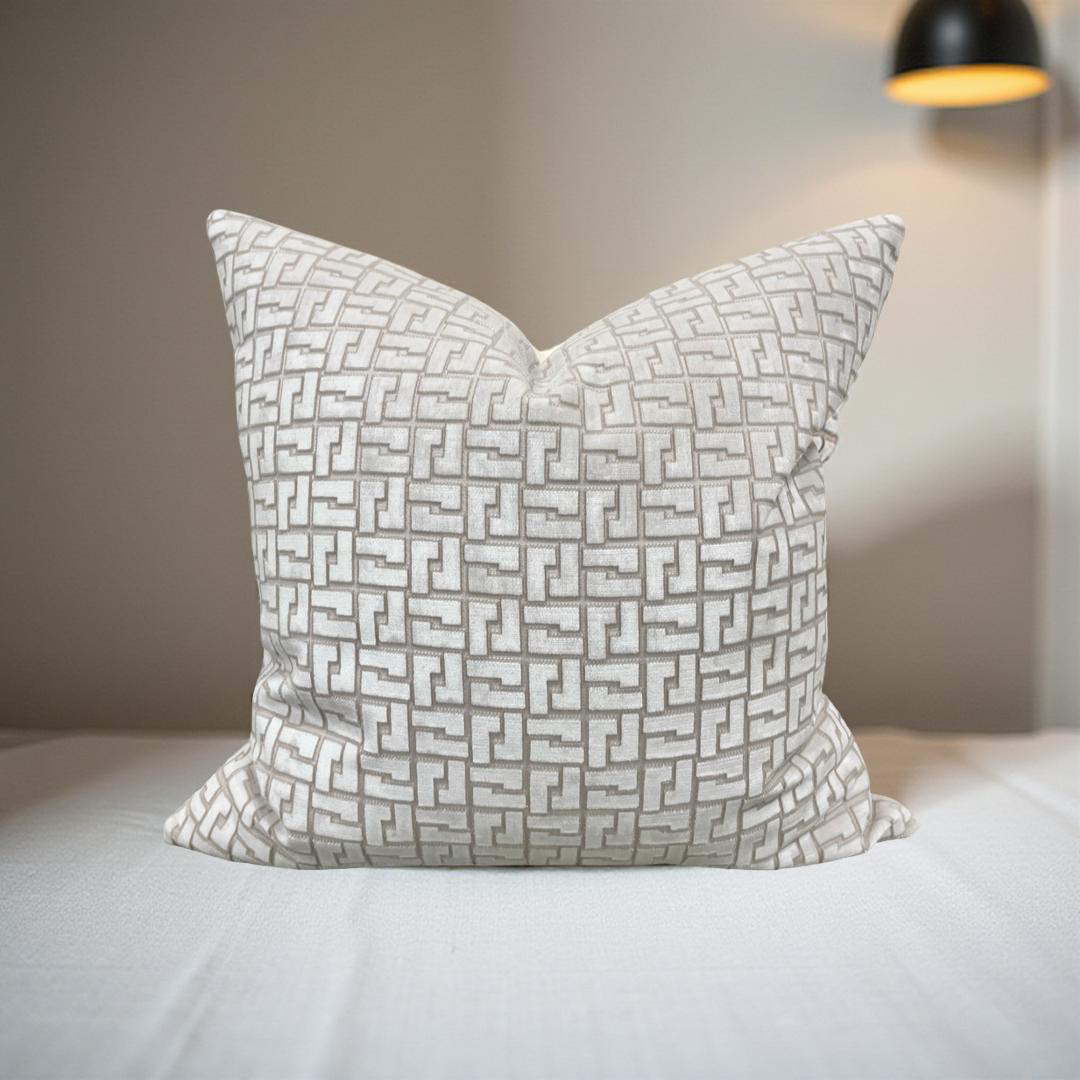 Interlock Whitewash 22x22" Knife Edge Decorative Throw Pillow