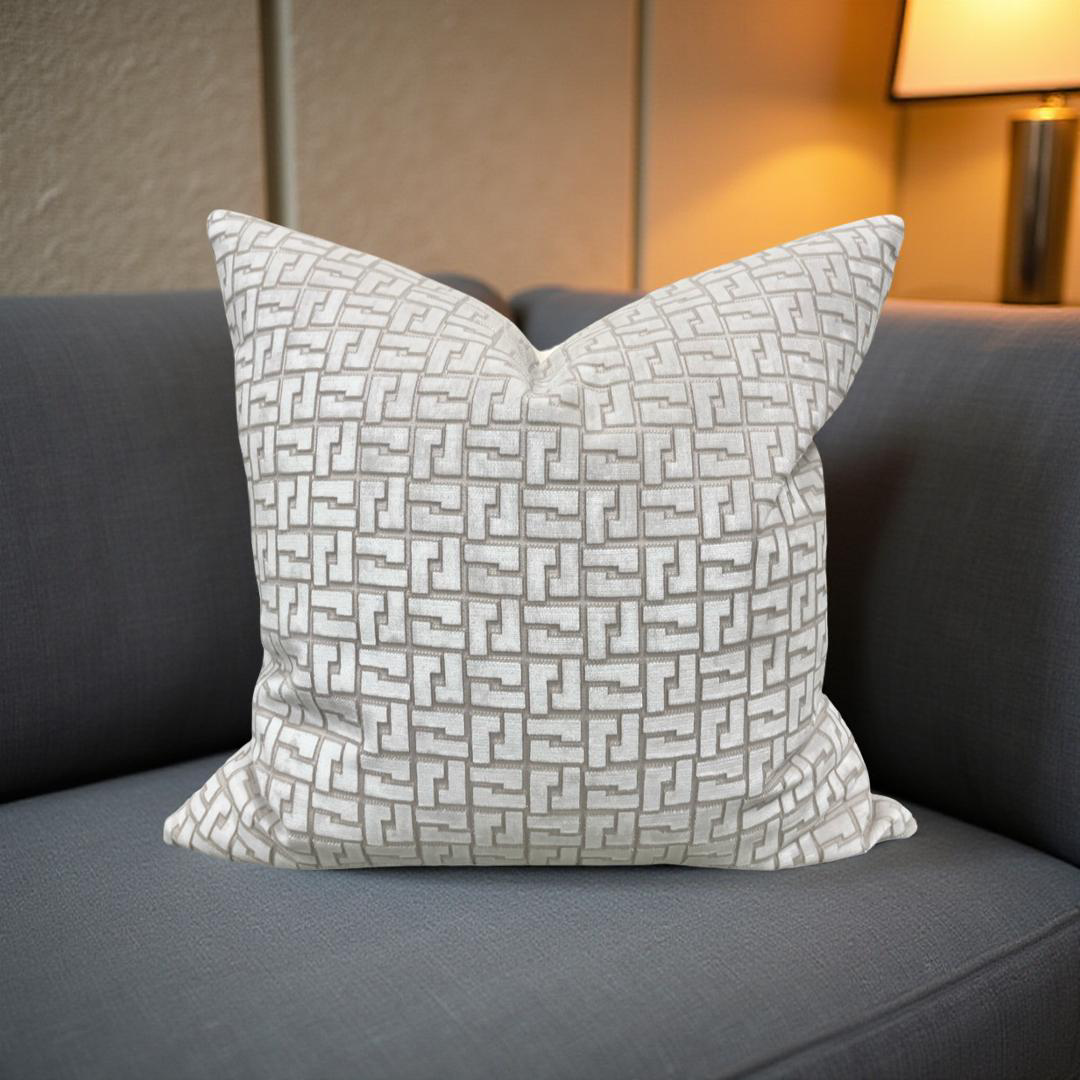 Interlock Whitewash 22x22" Knife Edge Decorative Throw Pillow