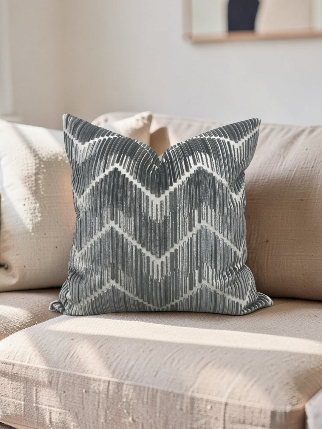 Kravet Fabric Decorative Pillow Highs And Lows Anthracite 20x20" Knife Edge Cover