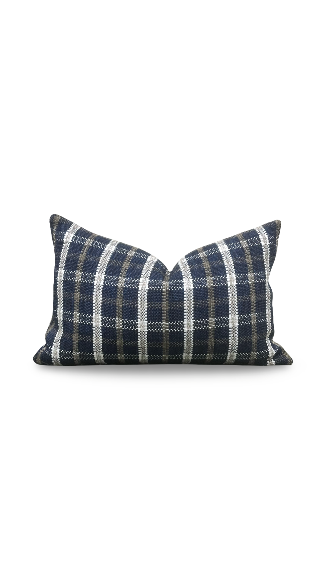 Designer Fabric Samoa Plaid Indigo 12x18" Knife Edge Lumbar Pillow