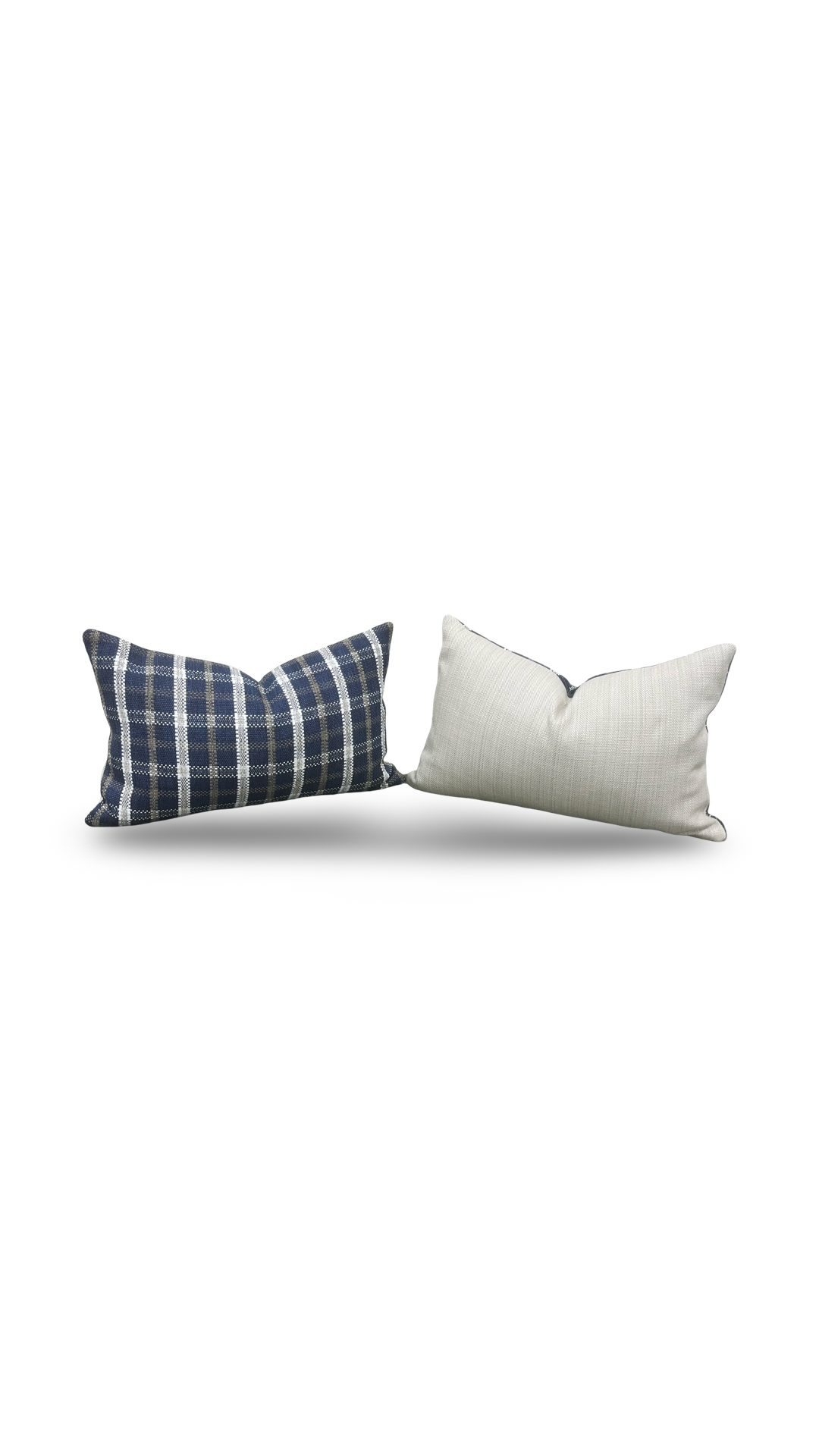 Designer Fabric Samoa Plaid Indigo 12x18" Knife Edge Lumbar Pillow