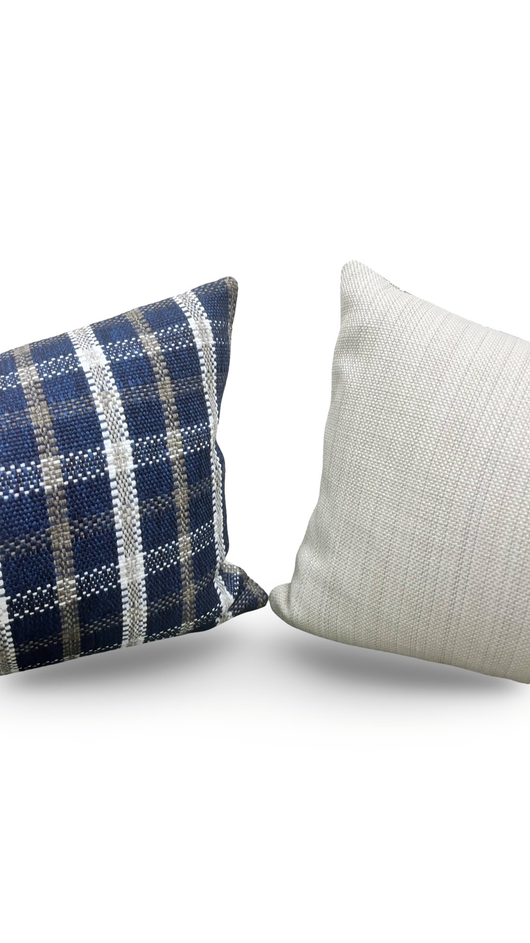 Designer Fabric Samoa Plaid Indigo 12x18" Knife Edge Lumbar Pillow