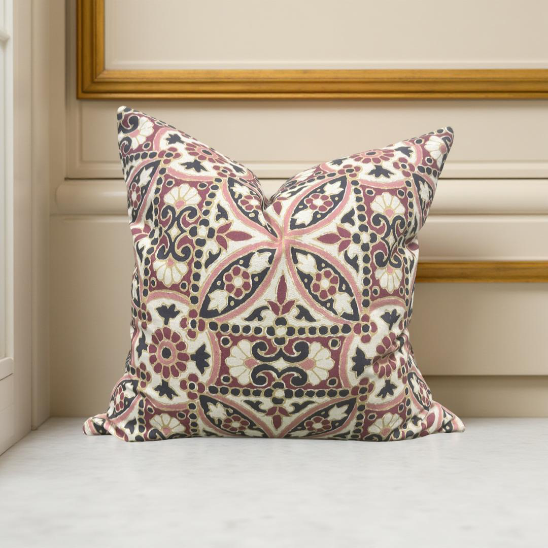 Designer Fabric Oman Berry 20x20" Knife Edge Decorative Throw Pillow