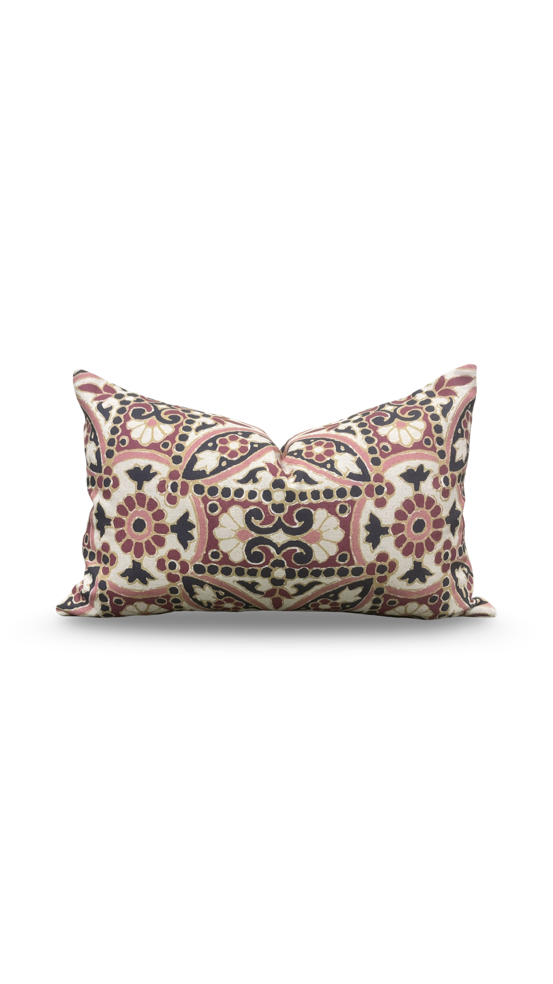 Designer Fabric Oman Berry 12x18" Knife Edge Decorative Lumbar Pillow