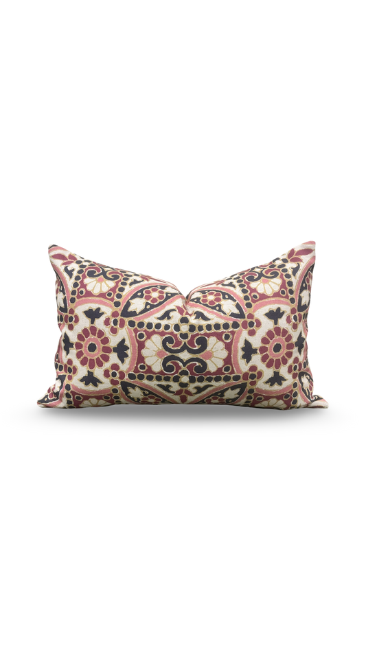Designer Fabric Oman Berry 12x18" Knife Edge Decorative Lumbar Pillow