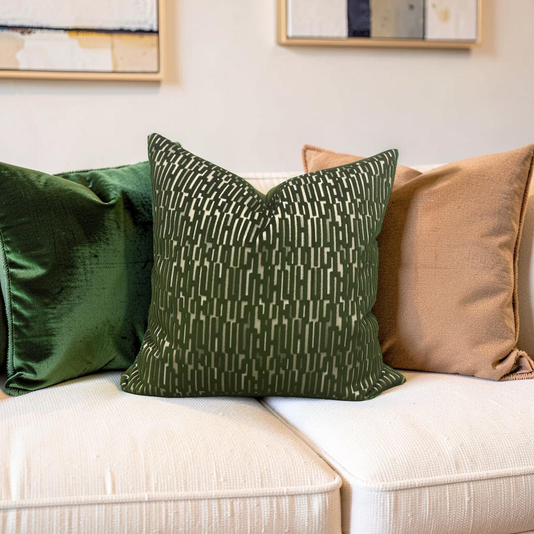 Raised Velvet Decorative Pillow Linq Olive Branch 20x20" Knife Edge Cover