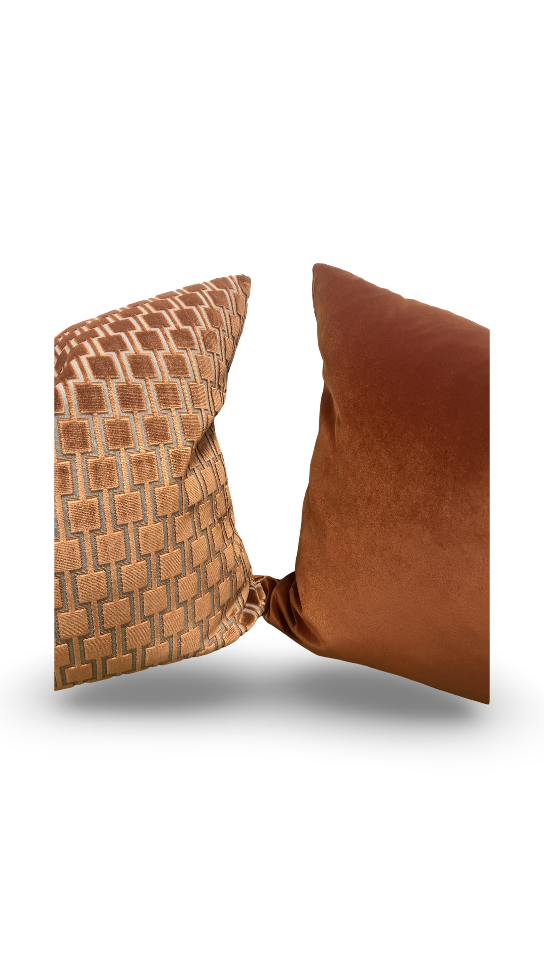 Bakerloo Burnt Orange 22x22" Raised Velvet Knife Edge Decorative Pillow