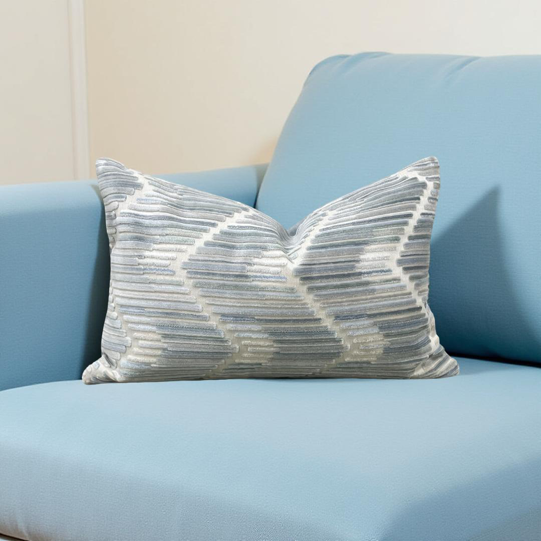 Designer Fabric Highs And Lows Silver 12x18" Knife Edge Lumbar Pillow