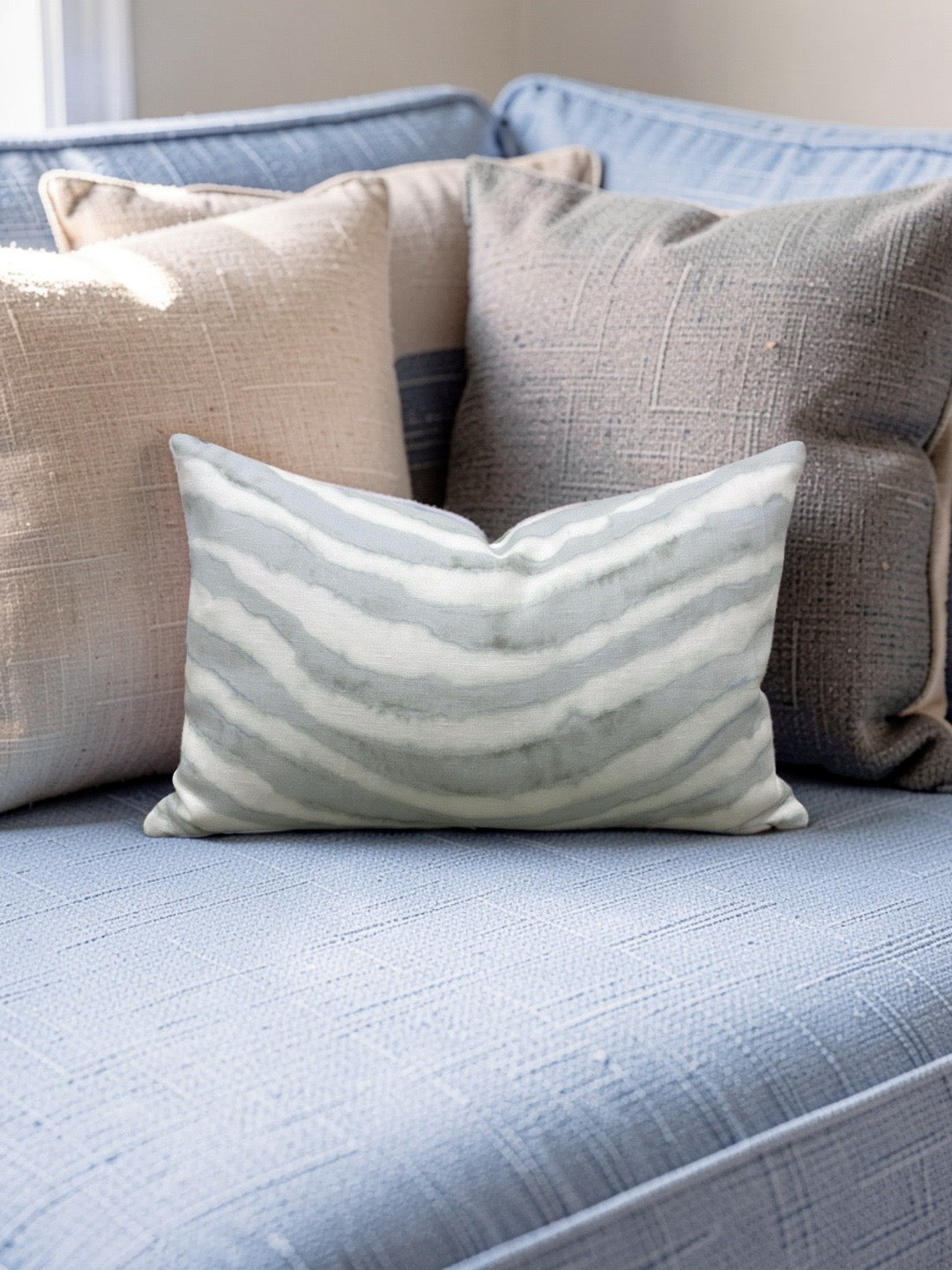 Kravet Fabric Lumbar Pillow Makai Reef 12x18" Knife Edge Cover