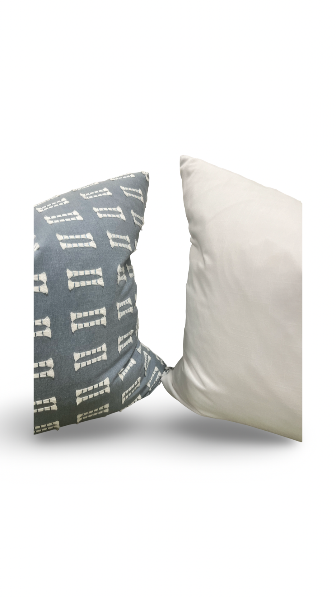 Light Blue and White Embroidered 22x22" Knife Edge Decorative Pillow