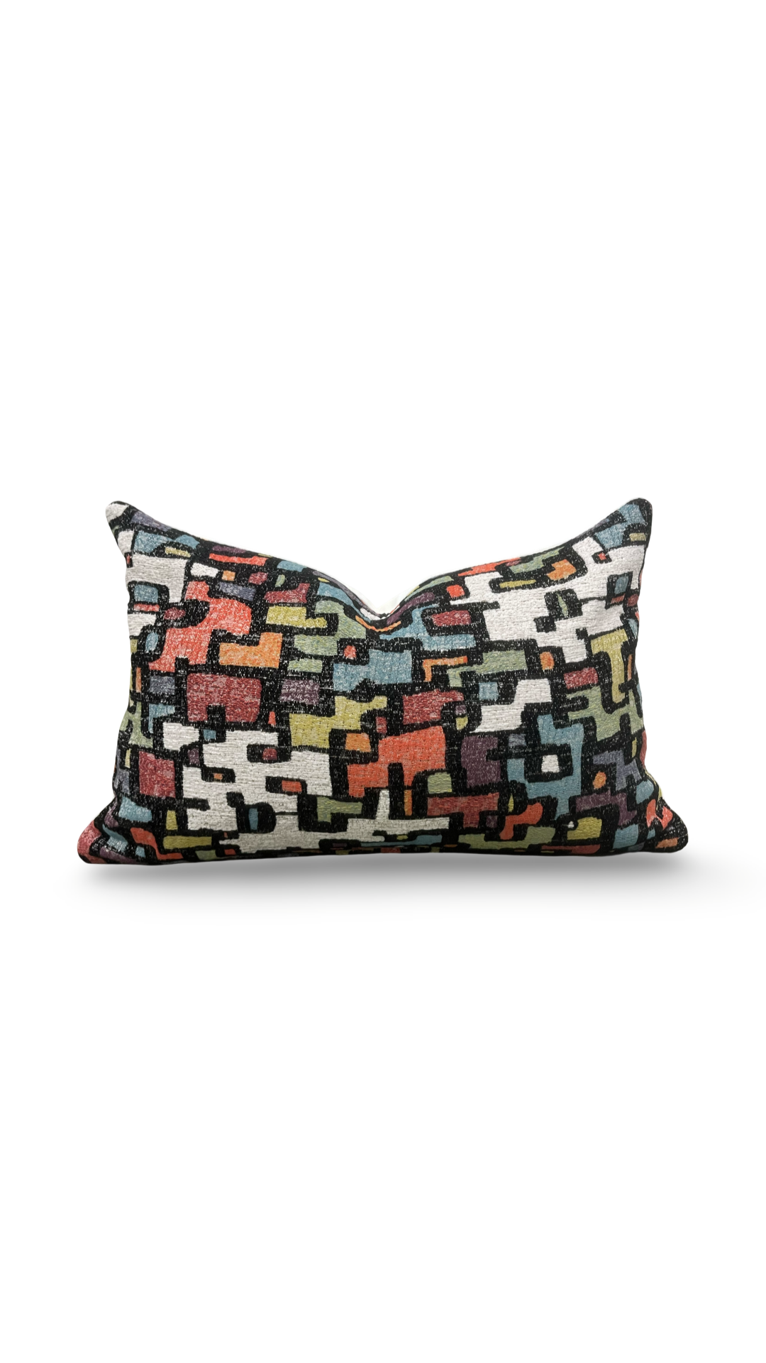 Designer Fabric Puzzle Gumdrop 12x18" Knife Edge Decorative Lumbar Pillow
