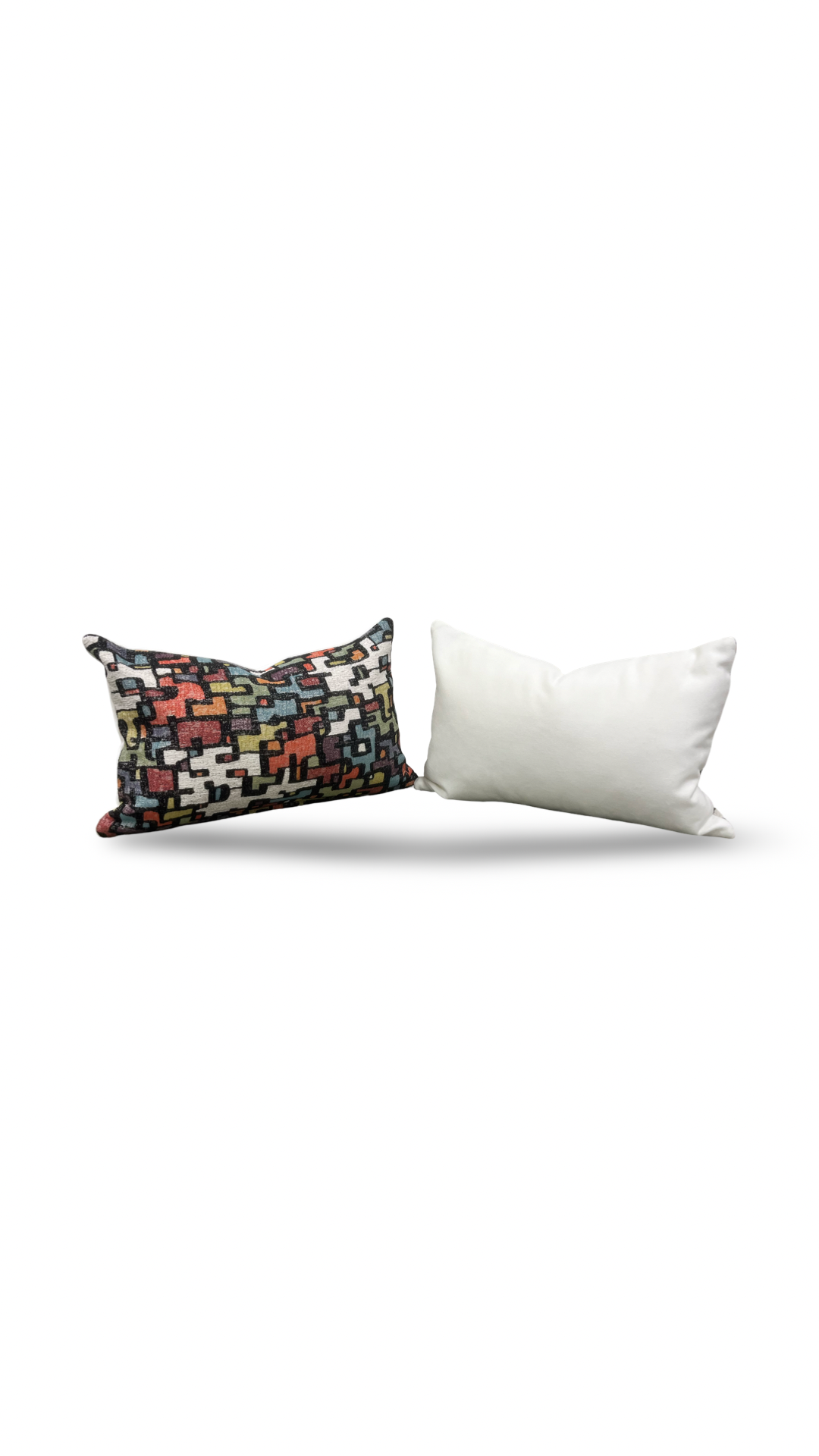 Designer Fabric Puzzle Gumdrop 12x18" Knife Edge Decorative Lumbar Pillow