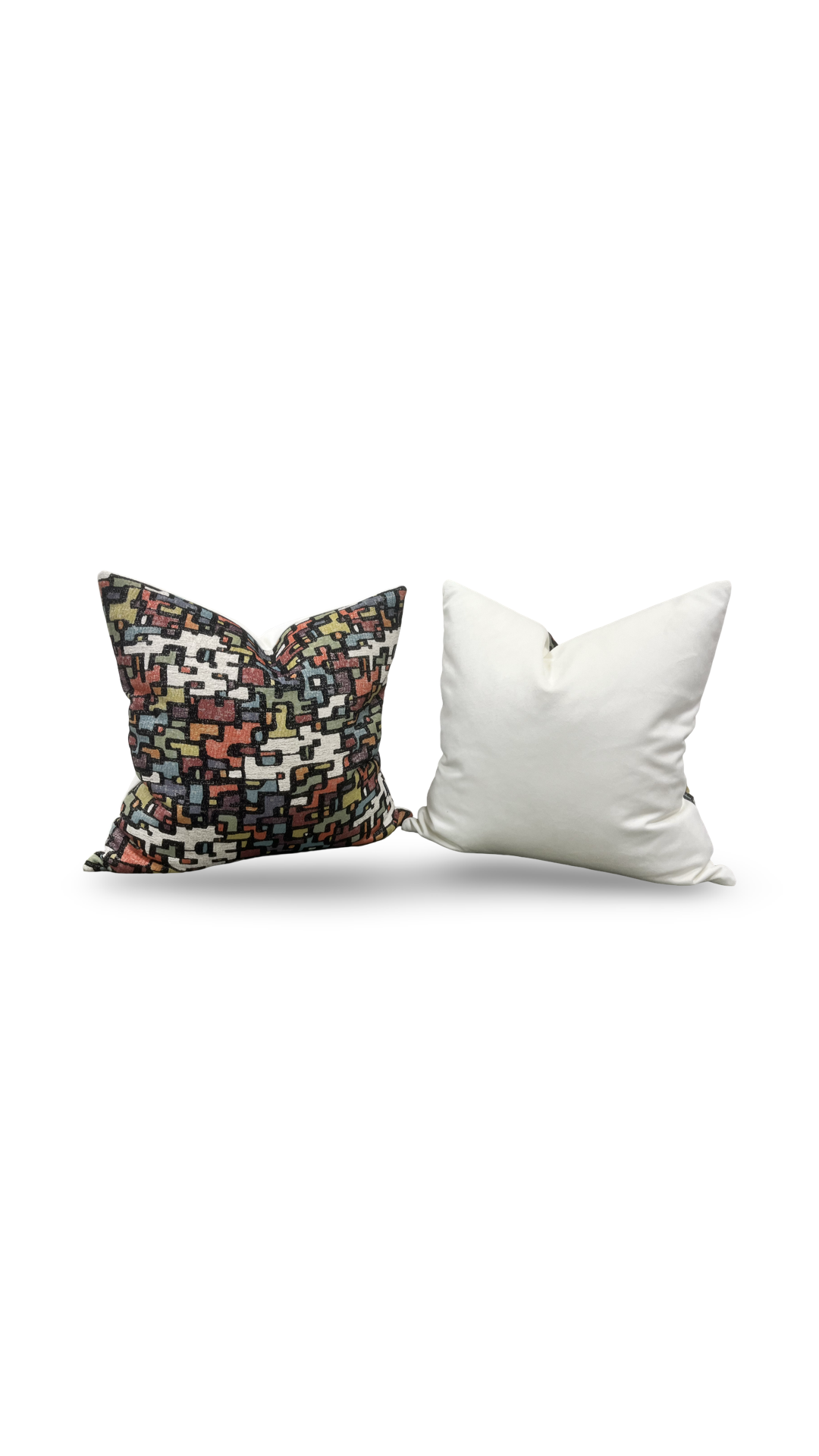 Designer Fabric Puzzle Gumdrop 18x18" Knife Edge Decorative Throw Pillow