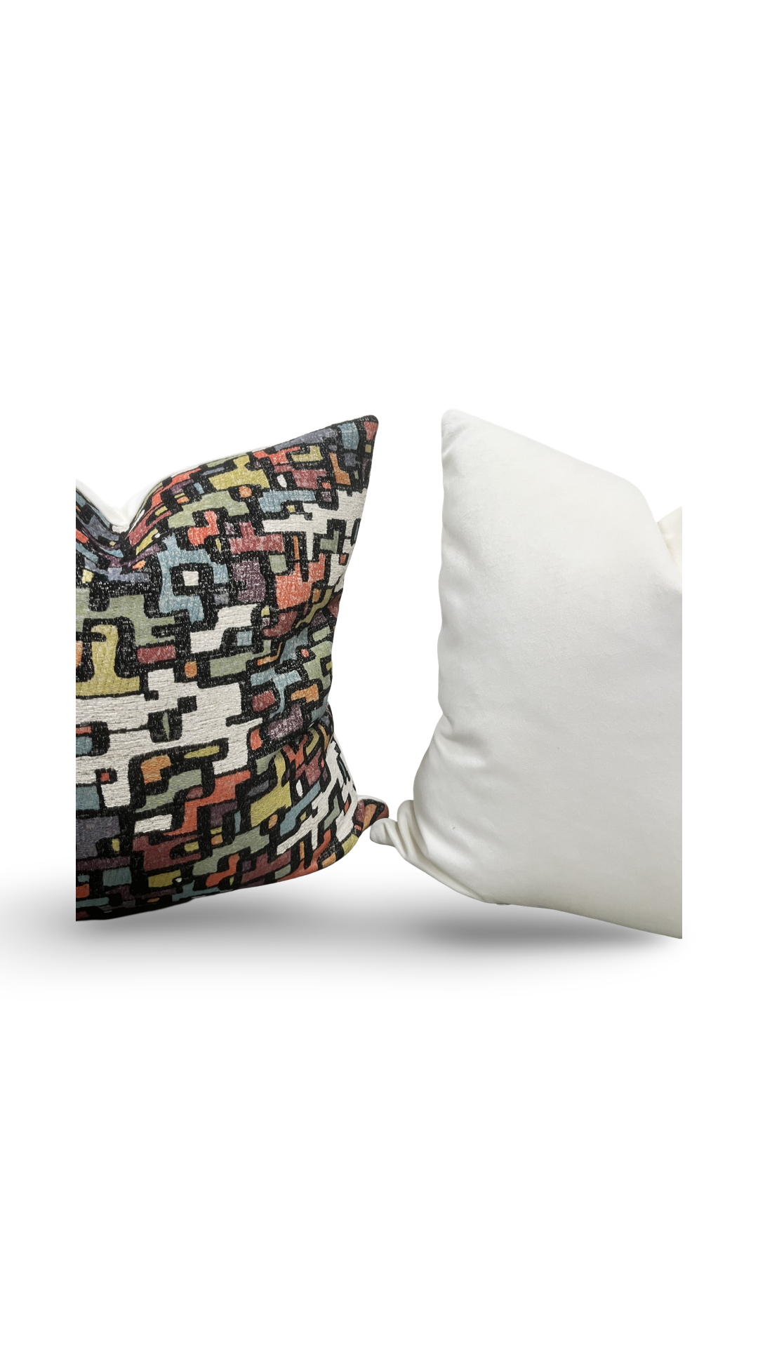 Designer Fabric Puzzle Gumdrop 18x18" Knife Edge Decorative Throw Pillow