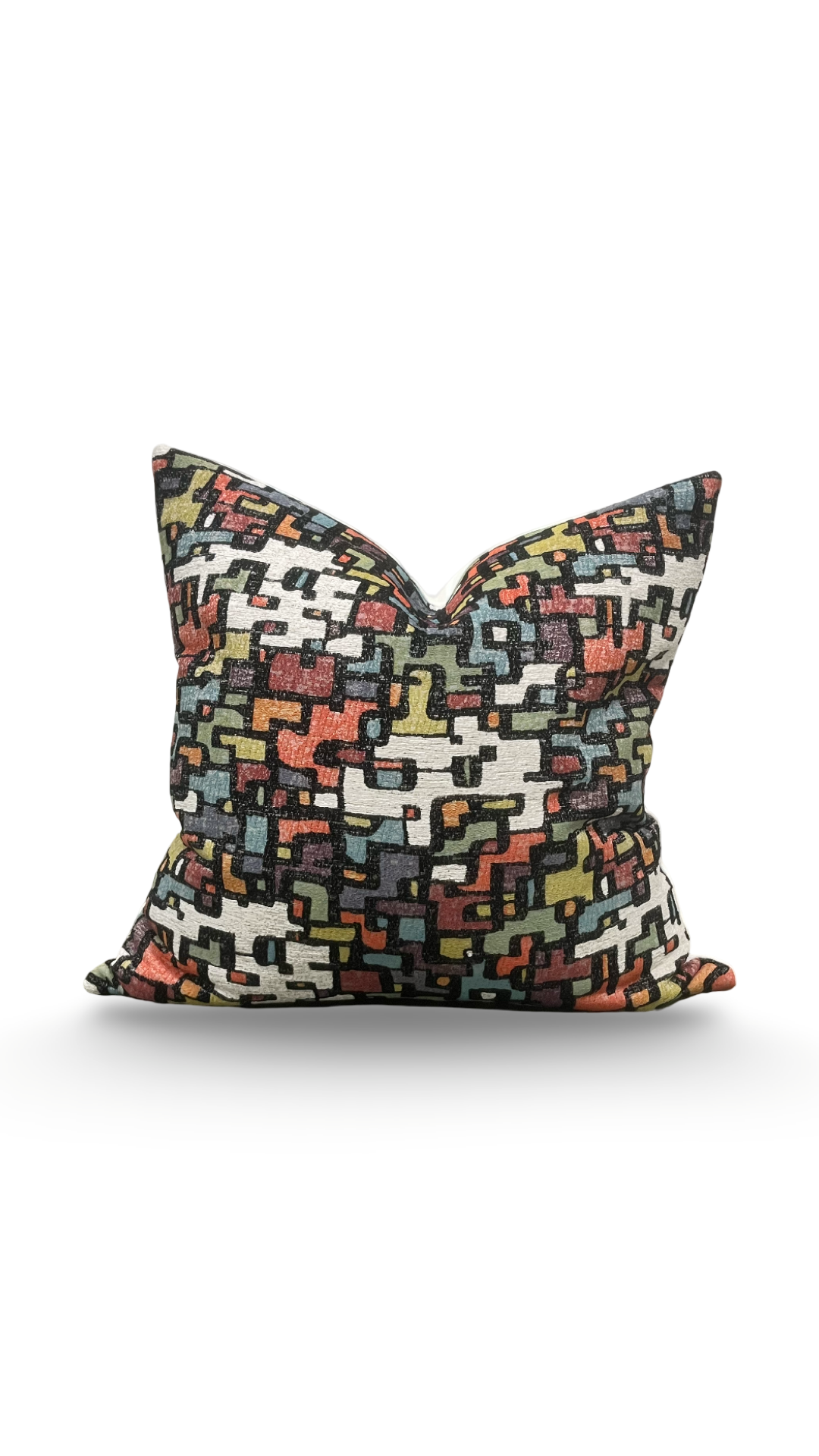 Designer Fabric Puzzle Gumdrop 18x18" Knife Edge Decorative Throw Pillow