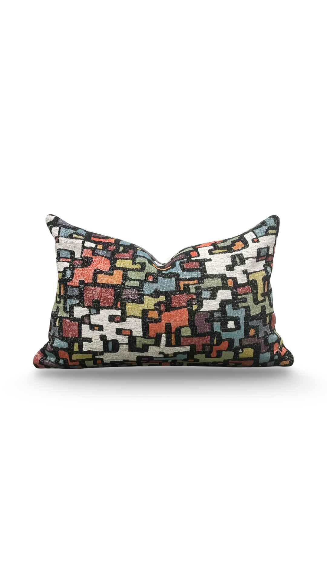 Designer Fabric Puzzle Gumdrop 12x18" Knife Edge Decorative Lumbar Pillow