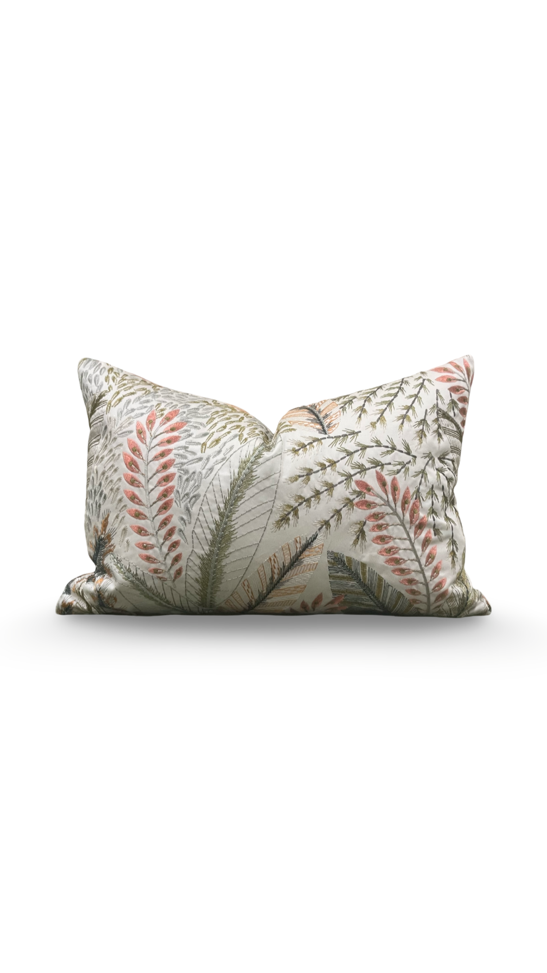 Lumbar Pillow - Floral Embroidered 12x18" Knife Edge Cover