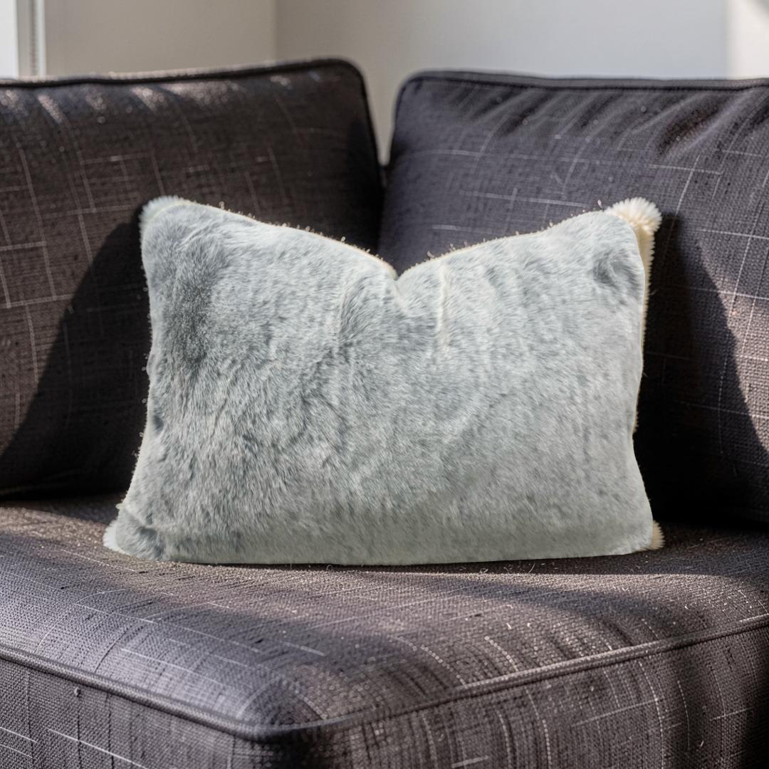 Misia Fur Lumbar Pillow Montparnos Givre 12x18" Knife Edge Cover