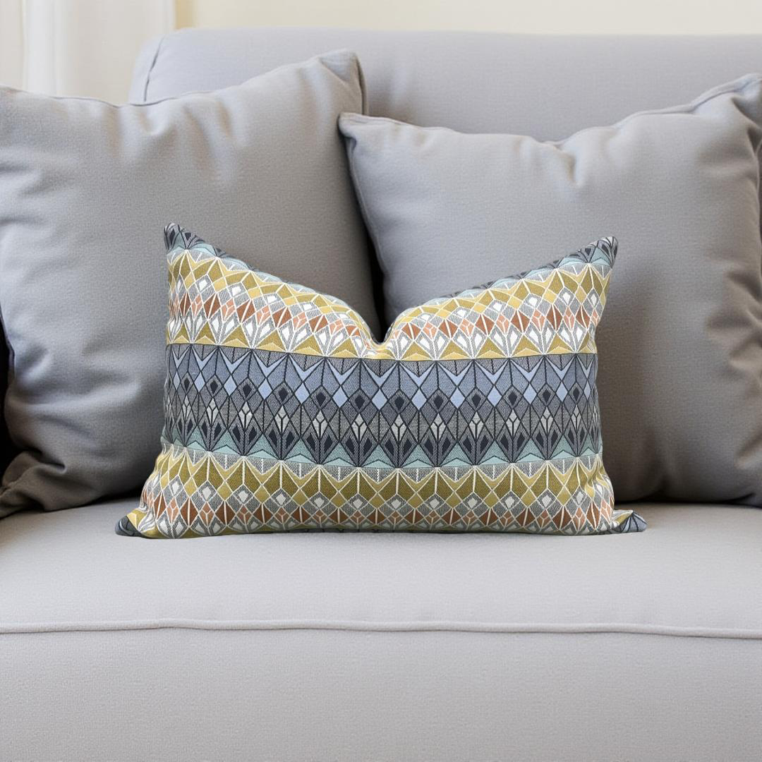 Luxury Fabric Vitreum Toscanini Glass 12x18" Knife Edge Decorative Lumbar Pillow