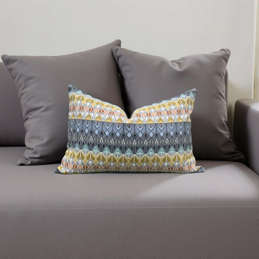 Luxury Fabric Vitreum Toscanini Glass 12x18" Knife Edge Decorative Lumbar Pillow