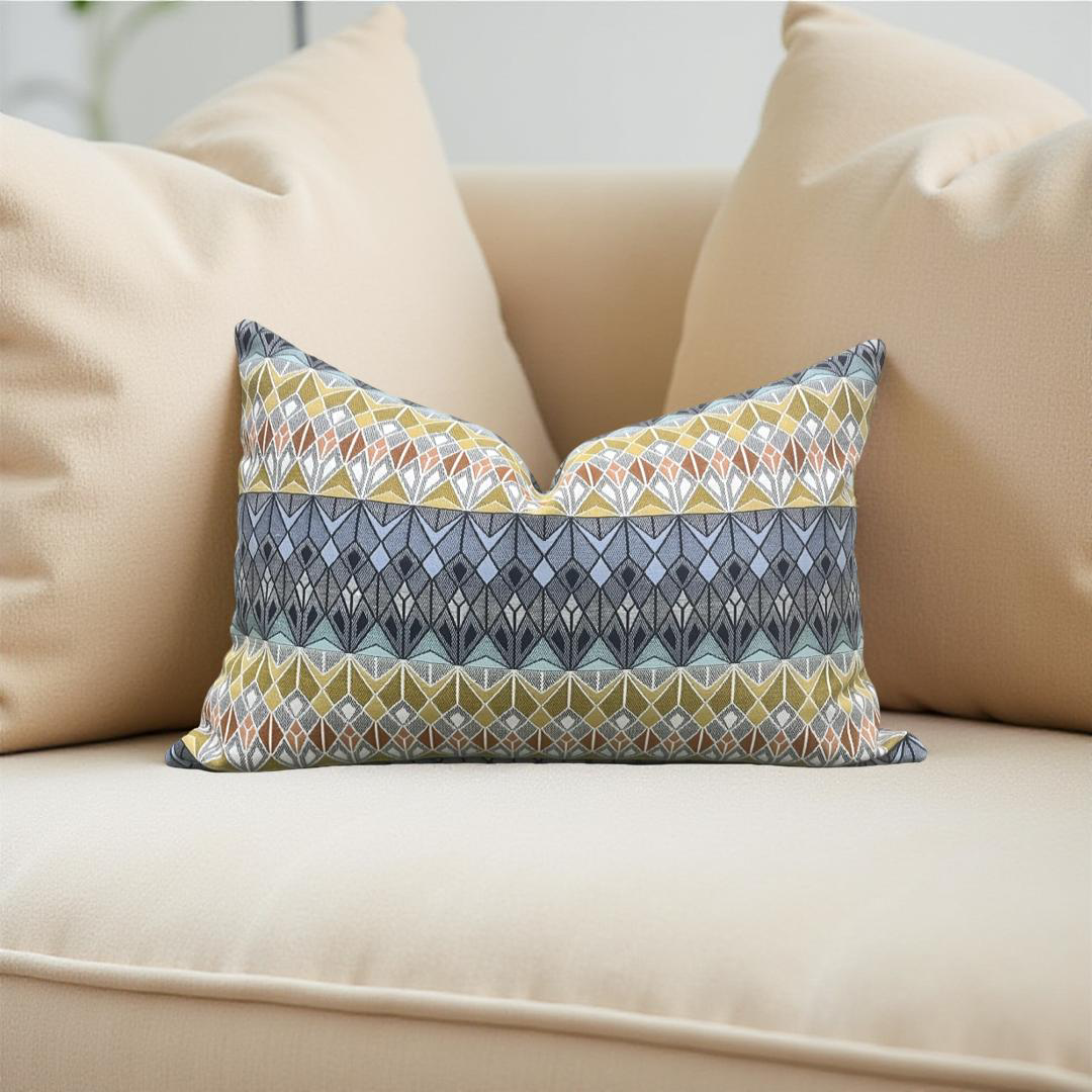 Luxury Fabric Vitreum Toscanini Glass 12x18" Knife Edge Decorative Lumbar Pillow