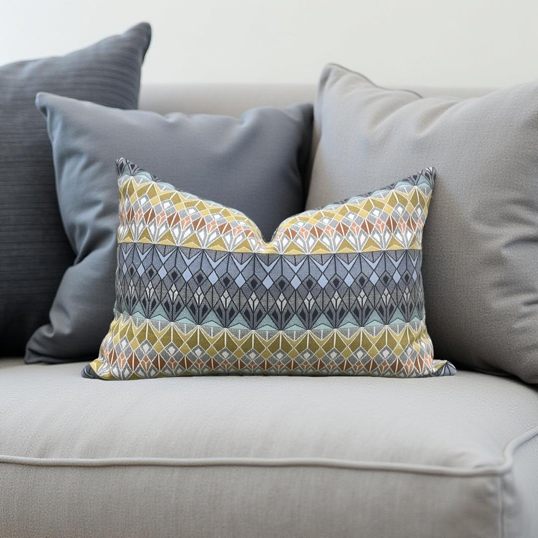 Luxury Fabric Vitreum Toscanini Glass 12x18" Knife Edge Decorative Lumbar Pillow