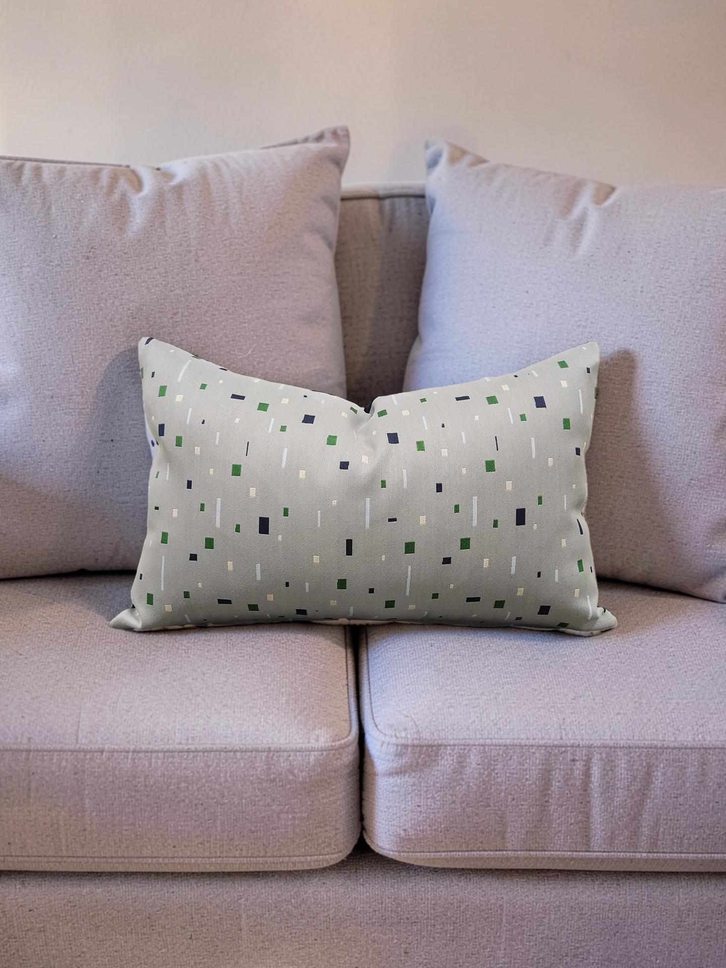 Lumbar Pillow Emerald on Grey 12x18" Knife Edge Cover