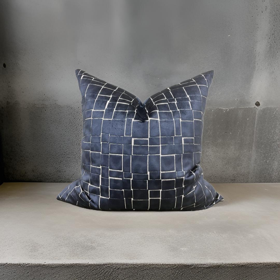 Mayfair Navy 22x22" Knife Edge Decorative Pillow