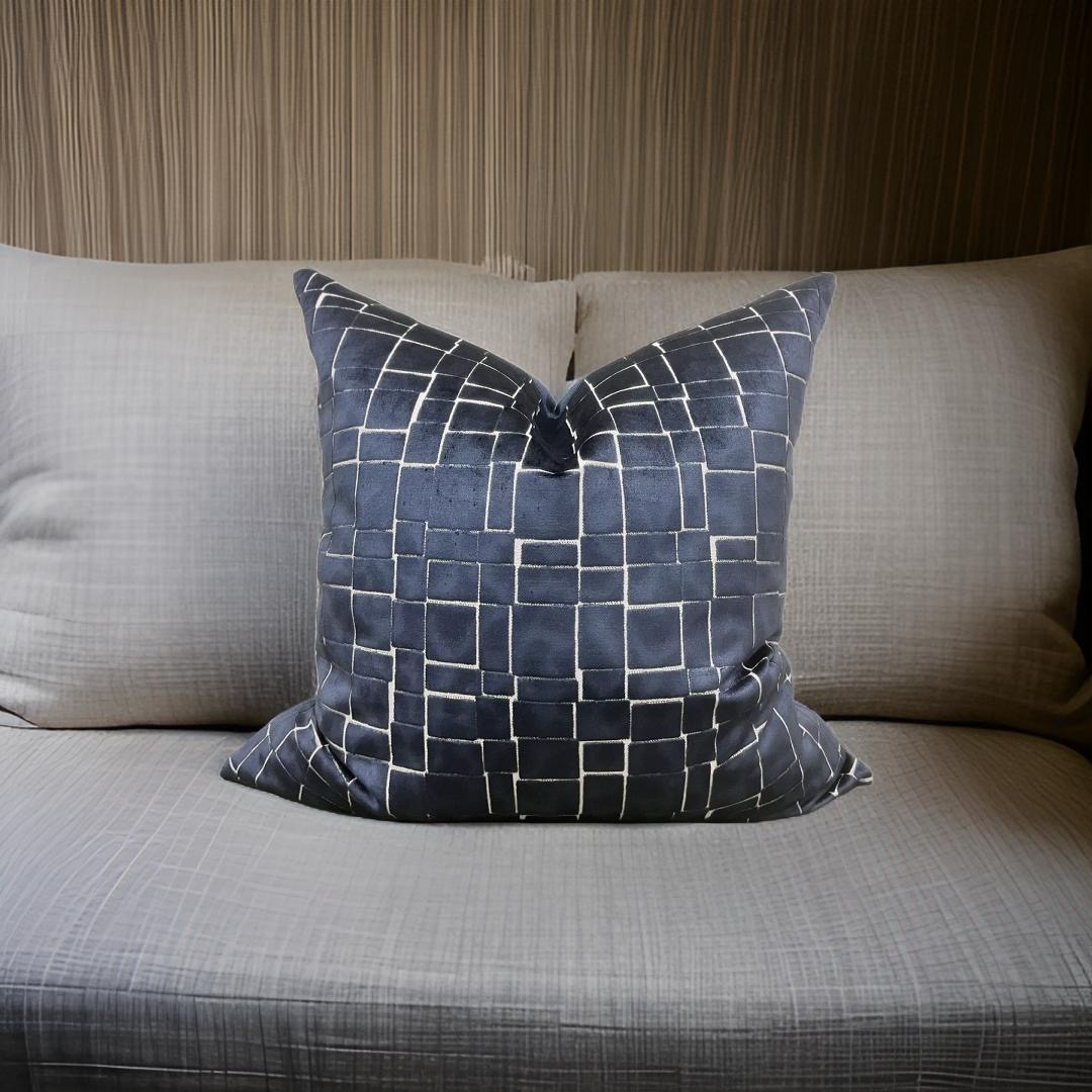 Mayfair Navy 22x22" Knife Edge Decorative Pillow