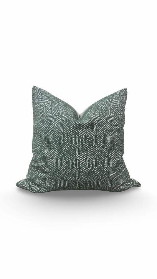 Luxury Fabric Faceted Fields Peacock 22x22" Knife Edge Decorative Throw Pillow