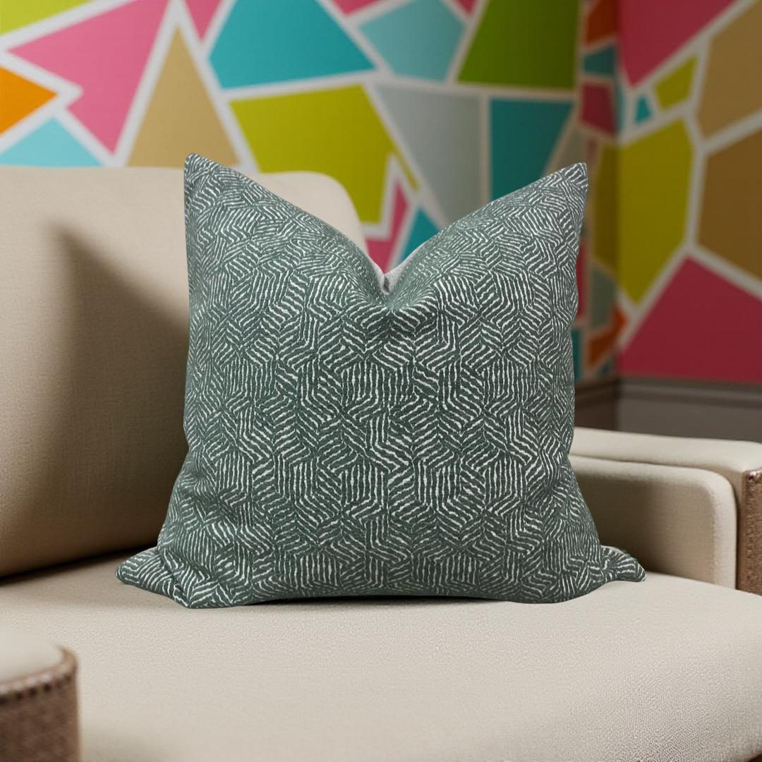 Luxury Fabric Faceted Fields Peacock 22x22" Knife Edge Decorative Throw Pillow