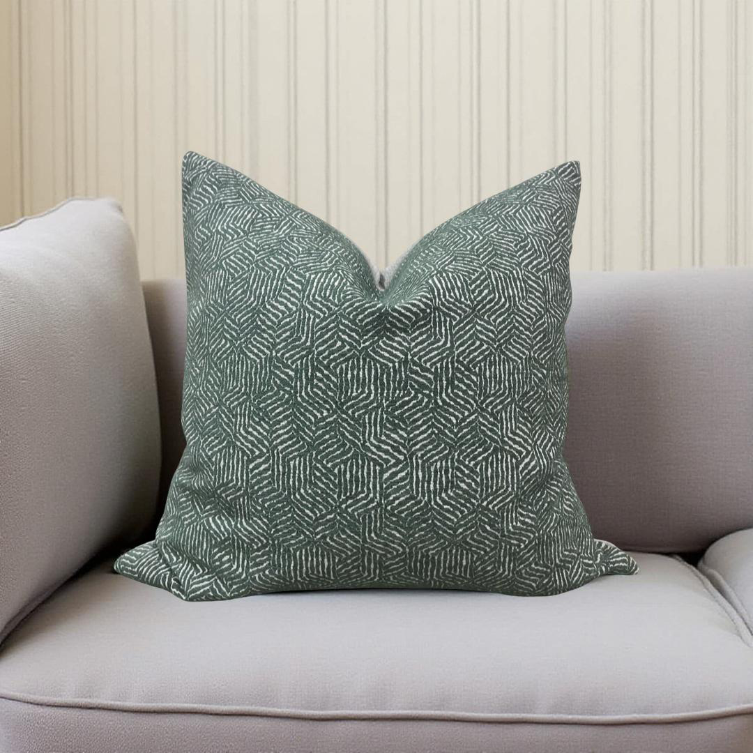 Luxury Fabric Faceted Fields Peacock 22x22" Knife Edge Decorative Throw Pillow