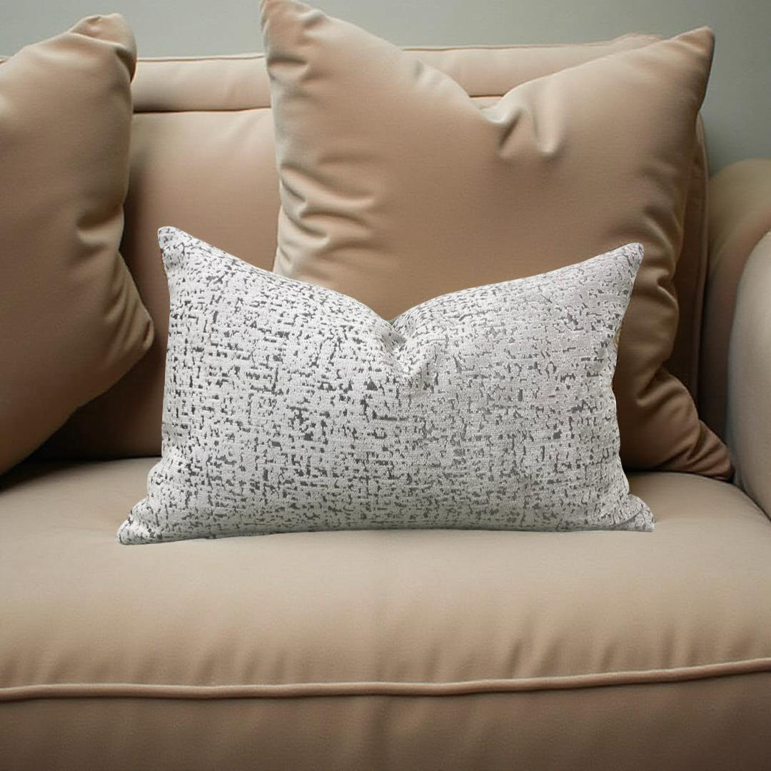 Luxury Fabric Rocca Pumice 12x18" Knife Edge Decorative Lumbar Pillow