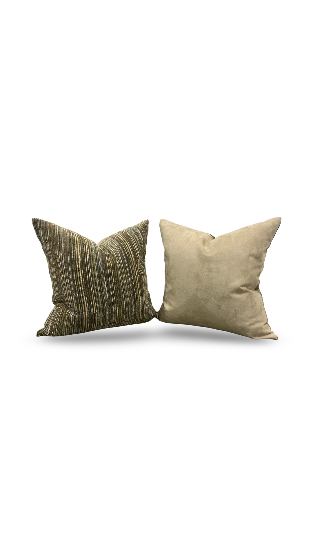 Multi Neutral Vertical Striped Textured Velvet 20X20" Knife Edge Decorative Pillow