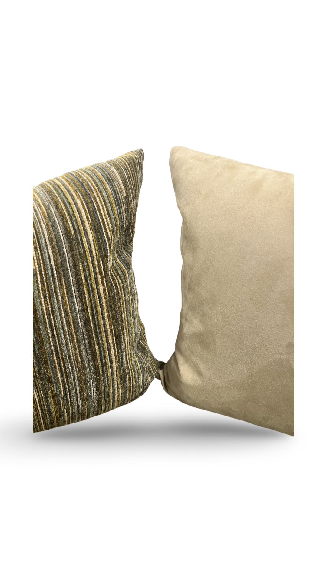 Multi Neutral Vertical Striped Textured Velvet 20X20" Knife Edge Decorative Pillow